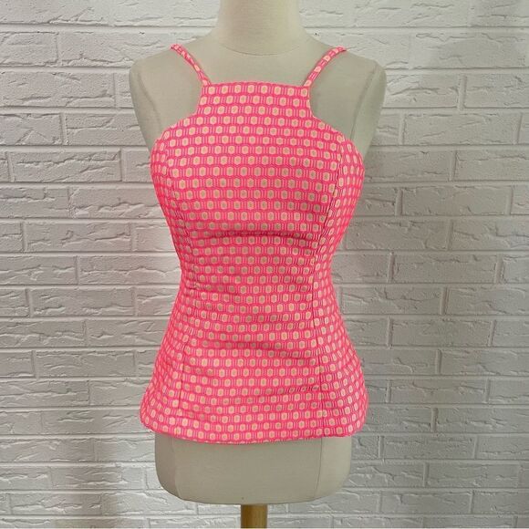 Lilly Pulitzer Hotty Pink Geometric Tank Top Size 0 - Picture 2 of 6